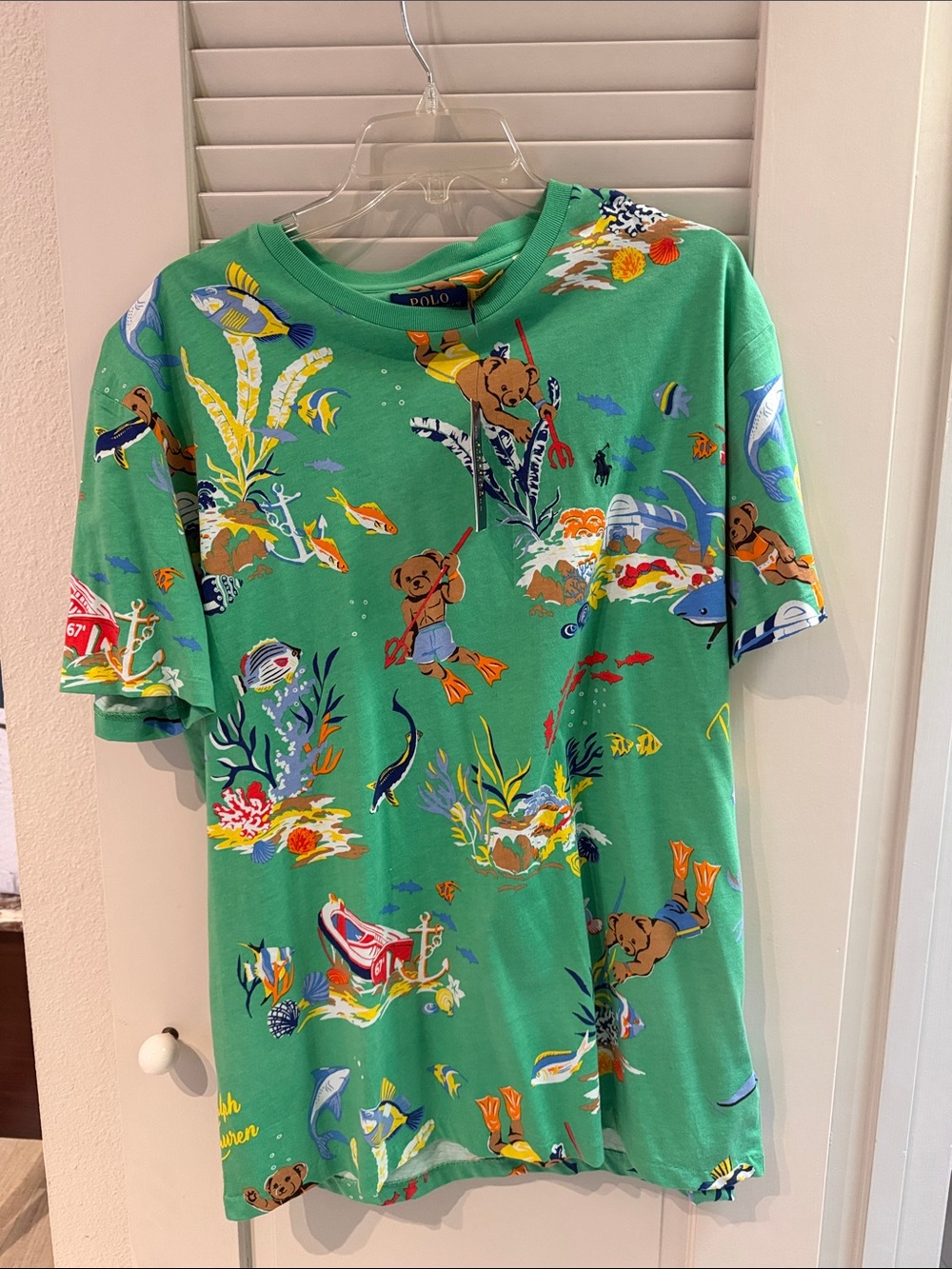 Polo by Ralph Lauren Green Tropical Bear Print Short Sleeve Tee